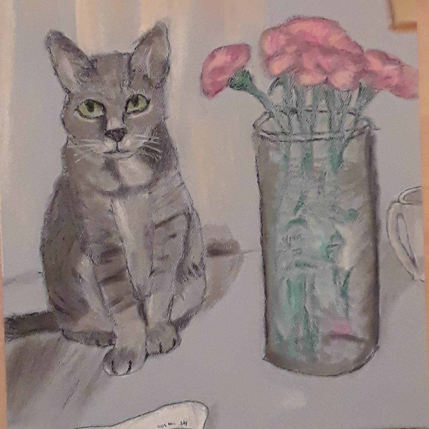 A chalk pastel cat illustrates the secret visitors seen in a pharmaceutical commercial.